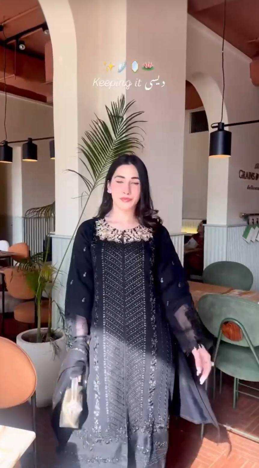 Ynf Georgette KESH523 073 Suits & Dresses Wholesale Embroidery Suits Georgette Suit Black Salwar Suit Manufacturer- Kapda Export