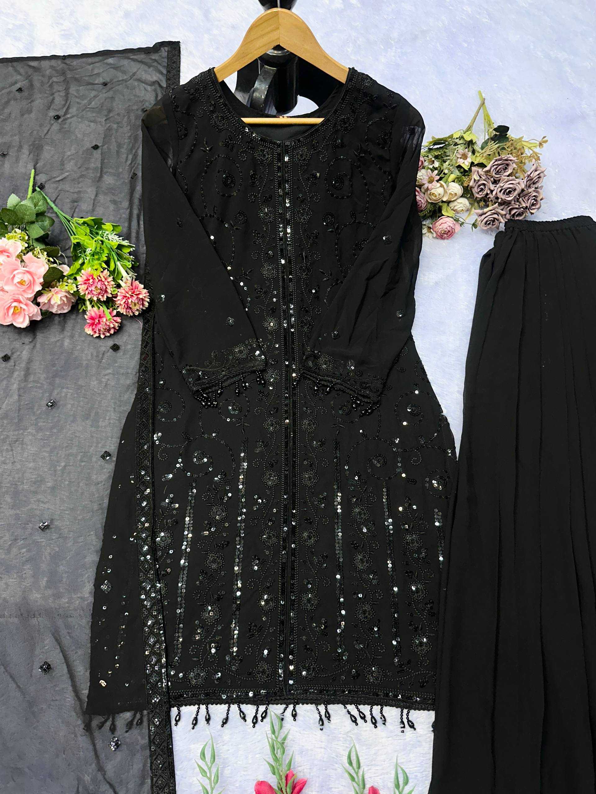 Ynf Georgette KESH523 075 Suits & Dresses Wholesale Embroidery Suits Georgette Suit Black Salwar Suit Manufacturer- Kapda Export