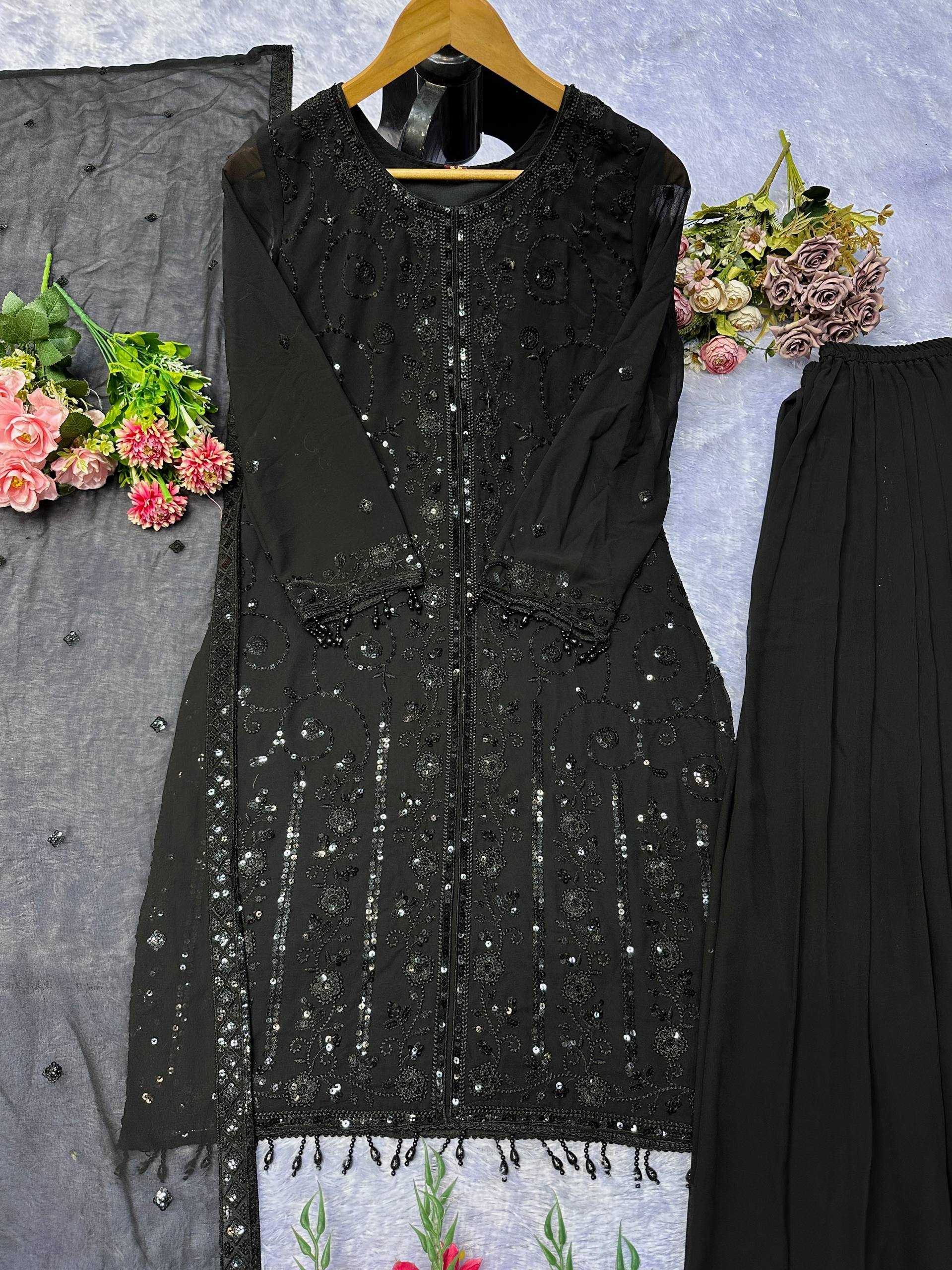 Ynf Georgette KESH523 075 Suits & Dresses Wholesale Embroidery Suits Georgette Suit Black Salwar Suit Manufacturer- Kapda Export