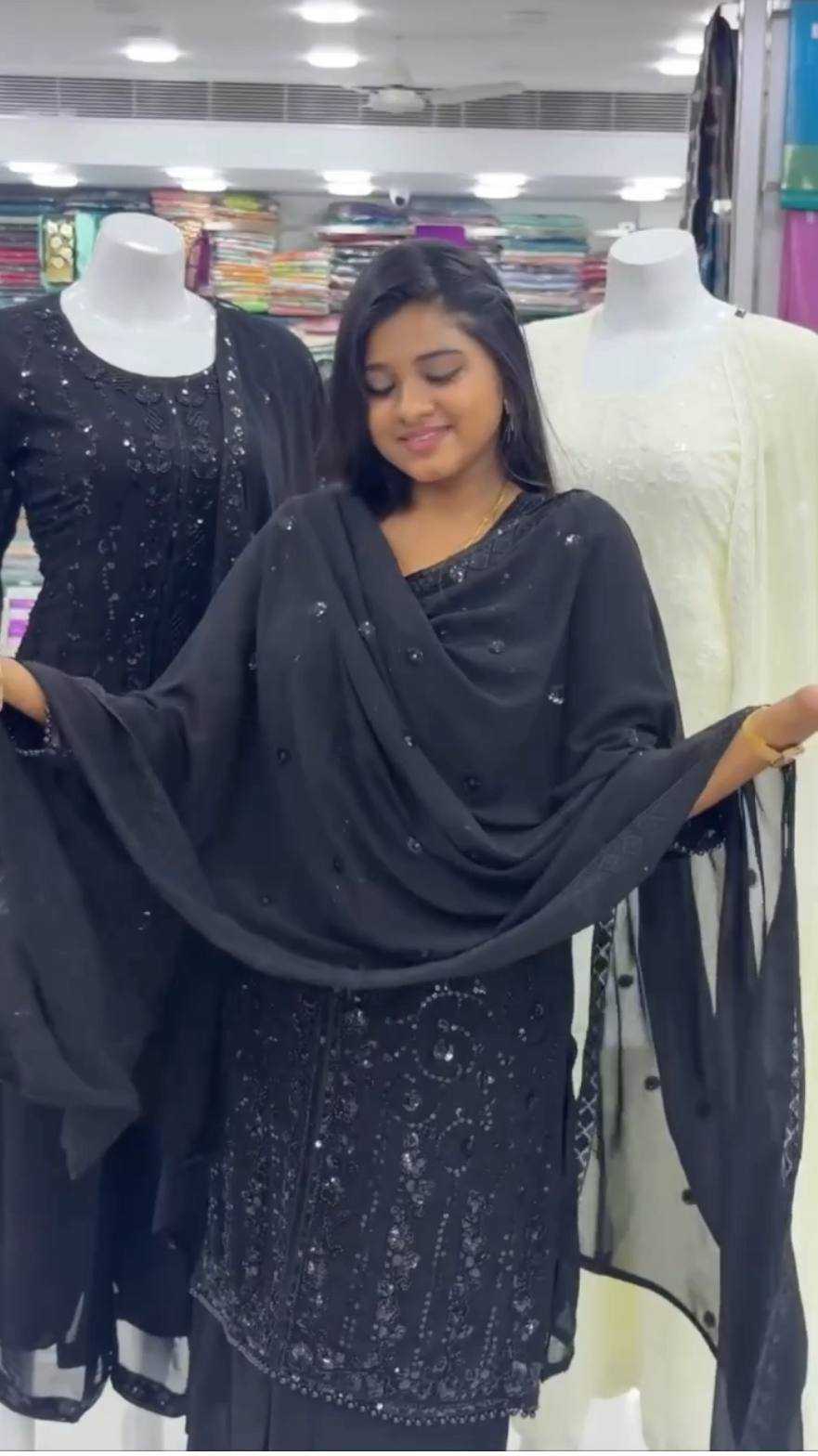 Ynf Georgette KESH523 075 Suits & Dresses Wholesale Embroidery Suits Georgette Suit Black Salwar Suit Manufacturer- Kapda Export