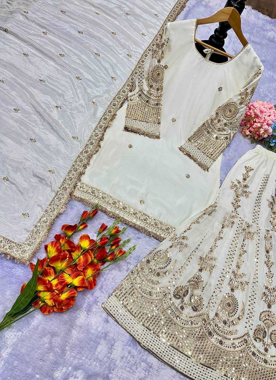 Ynf Georgette KESH523 078 Suits & Dresses Wholesale Embroidery Suits Georgette Suit White Salwar Suit Manufacturer- Kapda Export