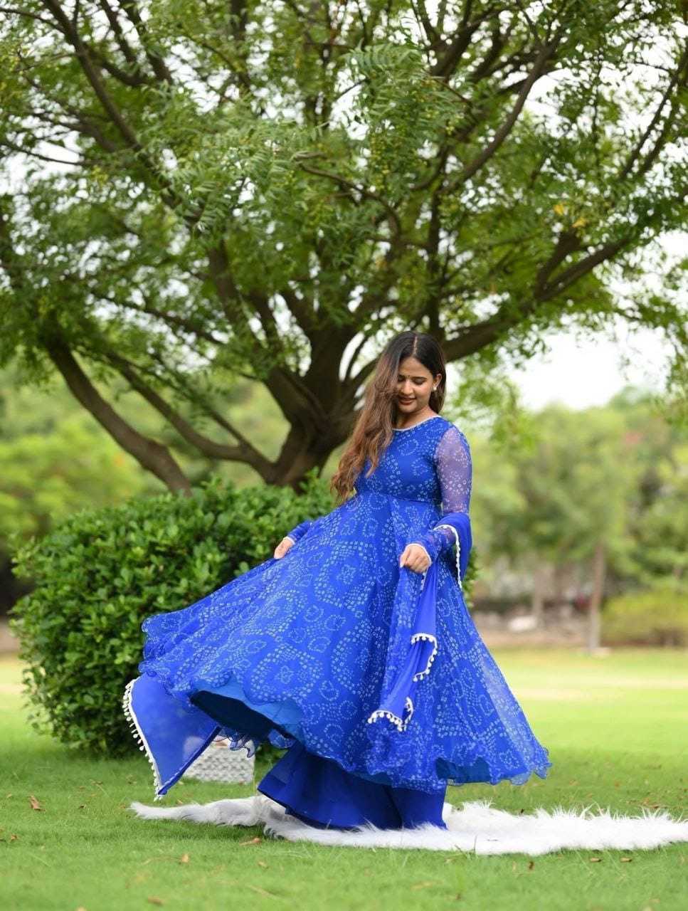 Ynf Georgette RIN157 215 Gowns Plus Size Collections Wholesale Party Gowns Georgette Gown Blue Gown Manufacturer- Kapda Export