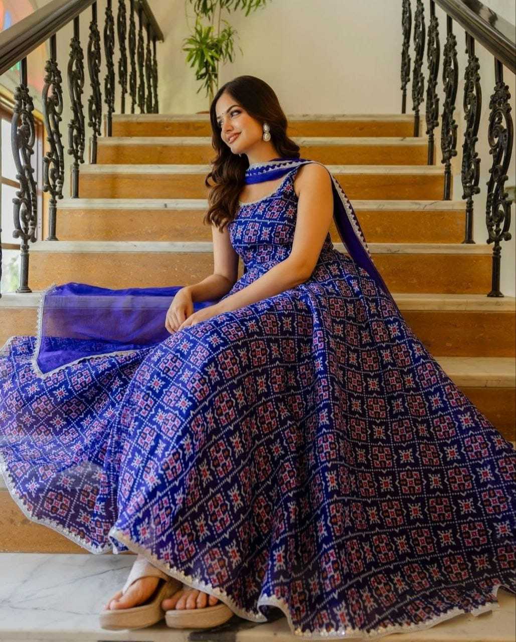 Ynf Georgette RIN157 217 Gowns Plus Size Collections Wholesale Party Gowns Georgette Gown Blue Gown Manufacturer- Kapda Export