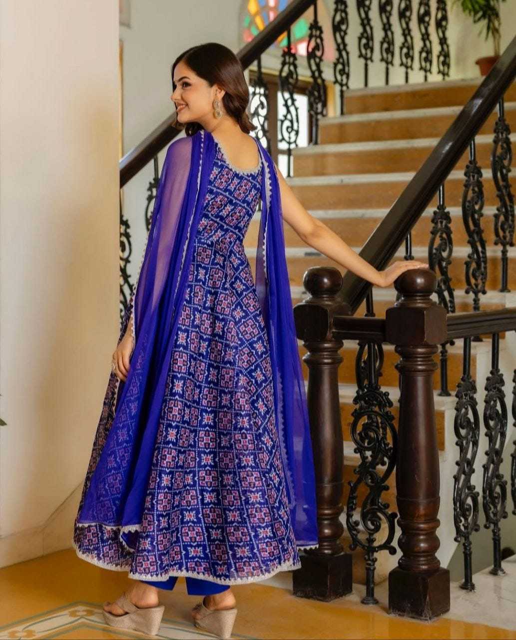 Ynf Georgette RIN157 217 Gowns Plus Size Collections Wholesale Party Gowns Georgette Gown Blue Gown Manufacturer- Kapda Export