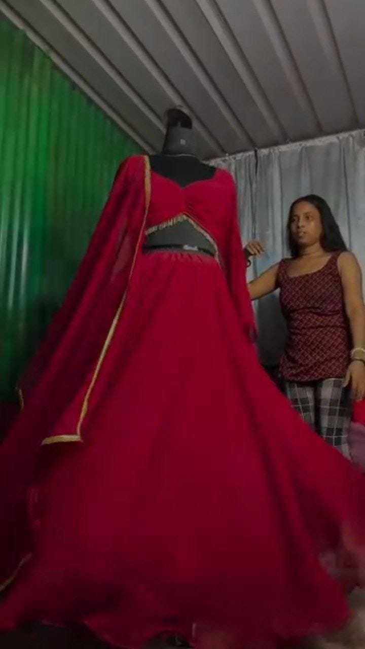 Ynf Georgette RIN157 5271 Lehengas Festive Collections Plus Size Collections Wholesale Georgette Lehenga Red Lehenga Navratri Chaniya Choli Manufacturer- Kapda Export