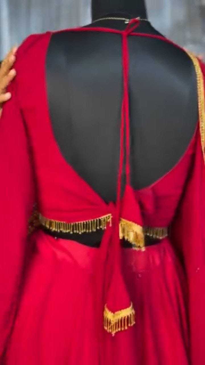 Ynf Georgette RIN157 5271 Lehengas Festive Collections Plus Size Collections Wholesale Georgette Lehenga Red Lehenga Navratri Chaniya Choli Manufacturer- Kapda Export