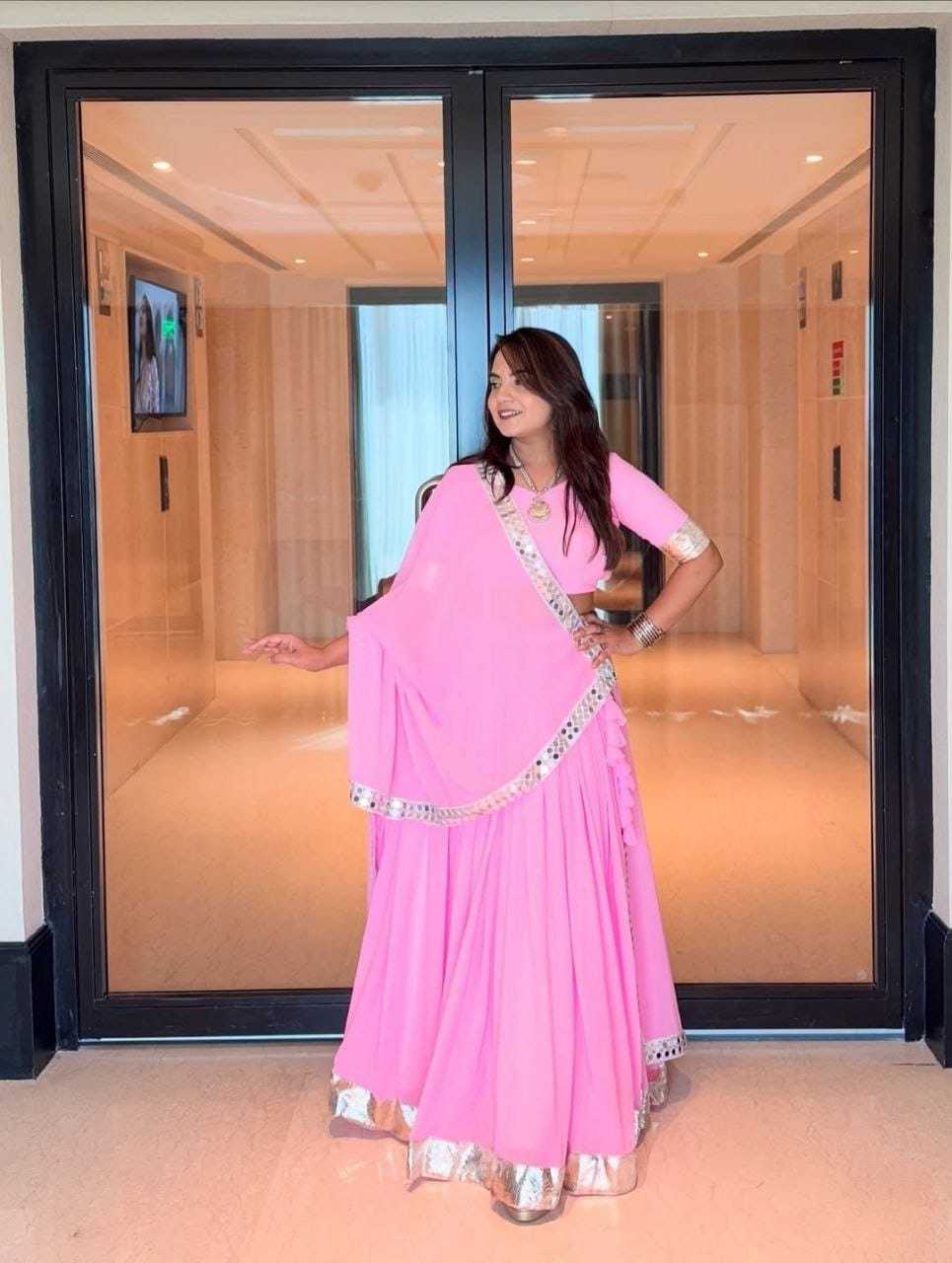 Ynf Georgette RIN157 NAVRATRI NIGHTS-20 Lehengas Festive Collections Plus Size Collections Wholesale Georgette Lehenga Pink Lehenga Navratri Chaniya Choli Manufacturer- Kapda Export