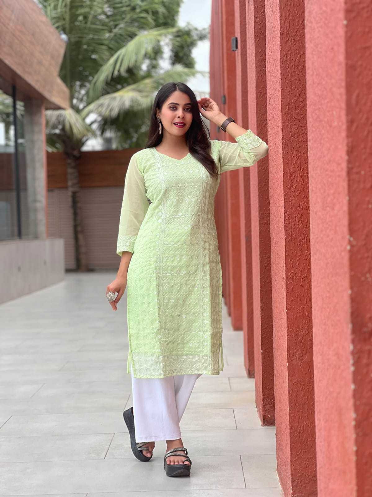 Ynf Georgette RIN222 MANU Kurti Wholesale Designer Kurtis Georgette Kurti Chikan Kurti Manufacturer- Kapda Export