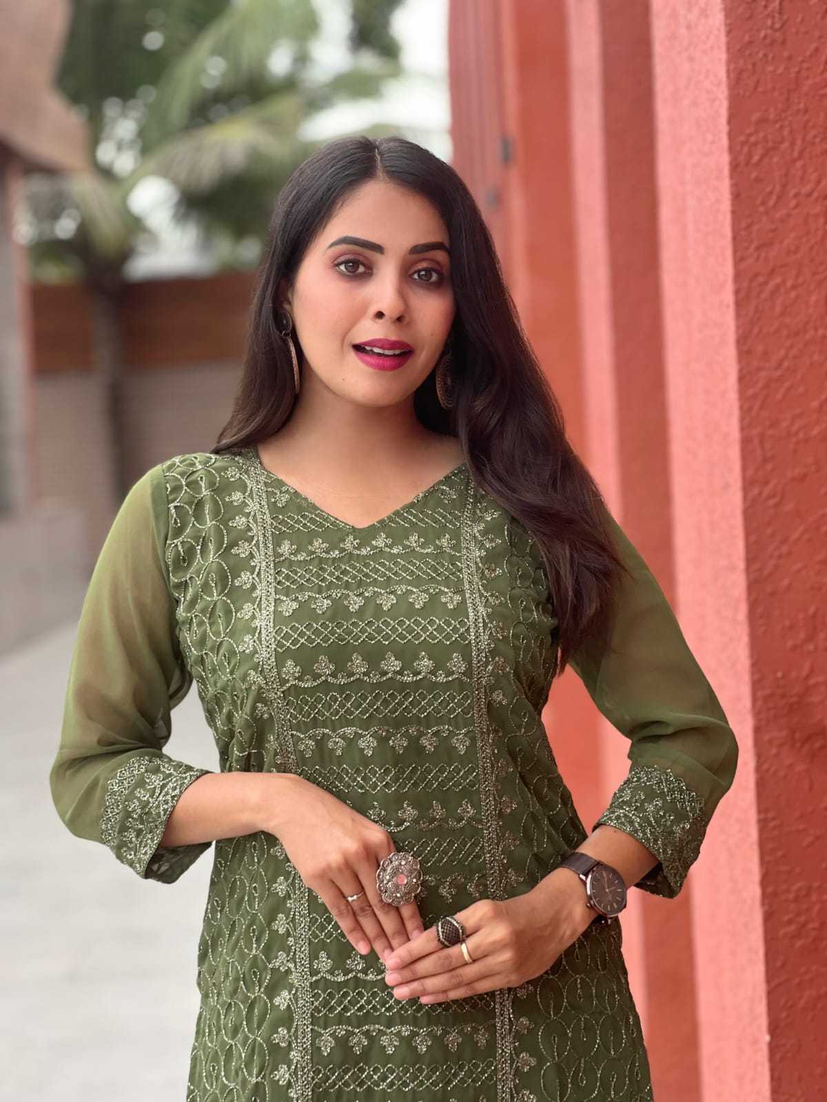 Ynf Georgette RIN222 MANU Kurti Wholesale Designer Kurtis Georgette Kurti Chikan Kurti Manufacturer- Kapda Export