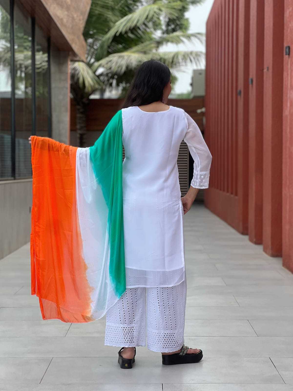 Ynf Georgette RIN222 TIRANGA Kurti Festive Collections Wholesale Kurti With Palazzo Republic Day Collections Independence Day Collections Manufacturer- Kapda Export