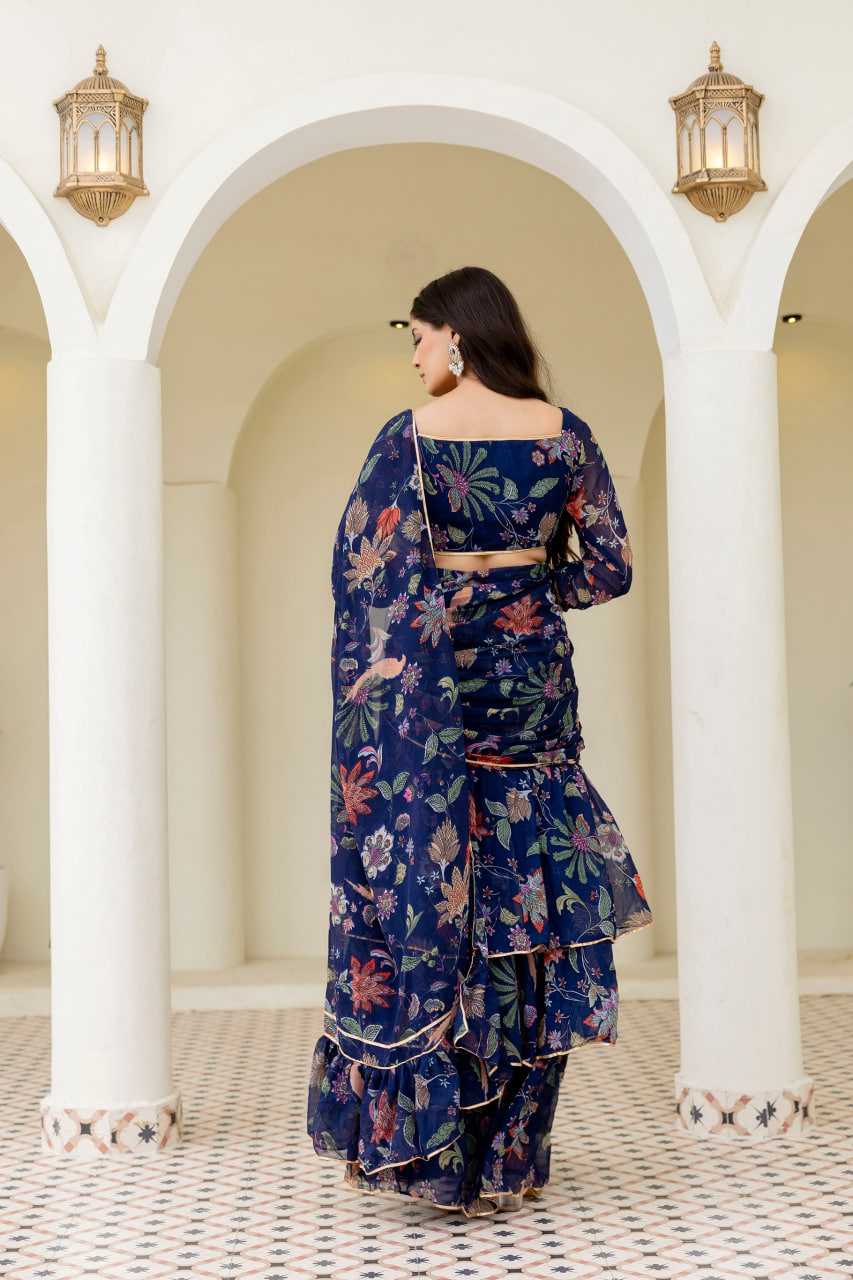 Ynf Georgette RIN228 247 Sarees Wedding Collections Festive Collections Wholesale Ready To Wear Sarees Georgette Sarees Ruffle Sarees Manufacturer- Kapda Export