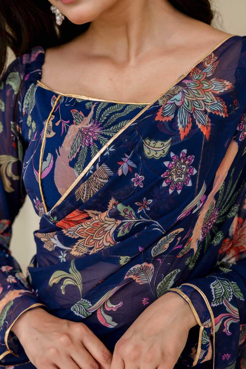 Ynf Georgette RIN228 247 Sarees Wedding Collections Festive Collections Wholesale Ready To Wear Sarees Georgette Sarees Ruffle Sarees Manufacturer- Kapda Export