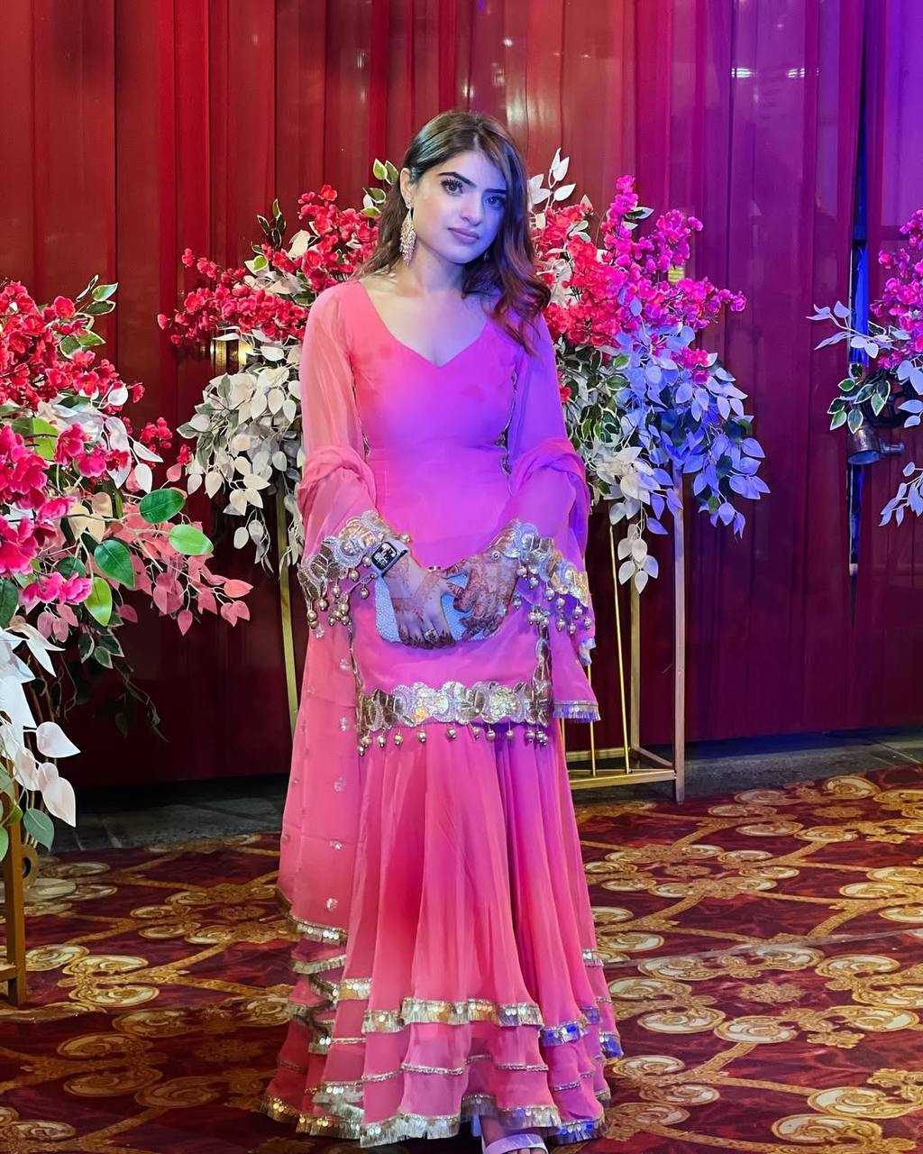 Ynf Heavy Chinnon Silk KESH528 445 Suits & Dresses Wedding Collections Festive Collections Wholesale Sharara Salwar Suits Embroidery Suits Pink Salwar Suit Manufacturer- Kapda Export