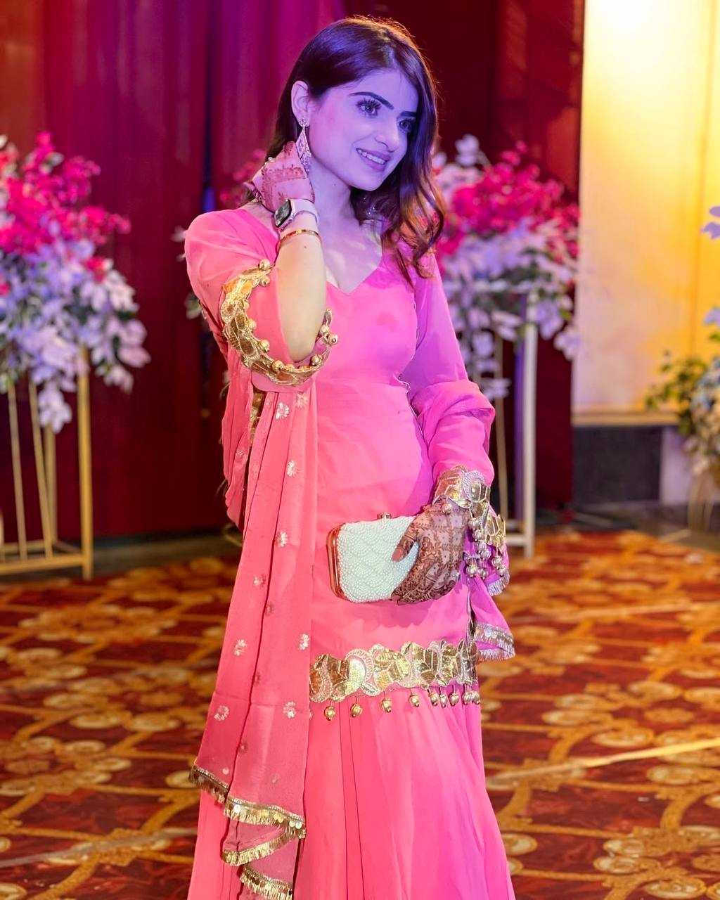 Ynf Heavy Chinnon Silk KESH528 445 Suits & Dresses Wedding Collections Festive Collections Wholesale Sharara Salwar Suits Embroidery Suits Pink Salwar Suit Manufacturer- Kapda Export