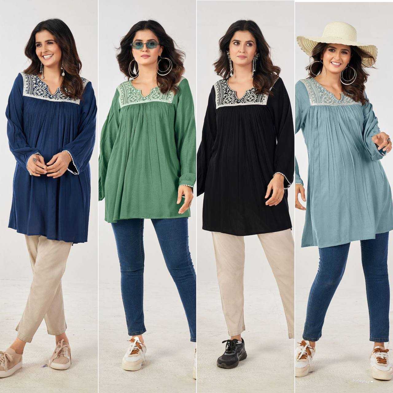 Ynf Heavy Rayon RIN125 Tunic Nx Western Wears Wholesale Ladies Shorts Manufacturer- Kapda Export