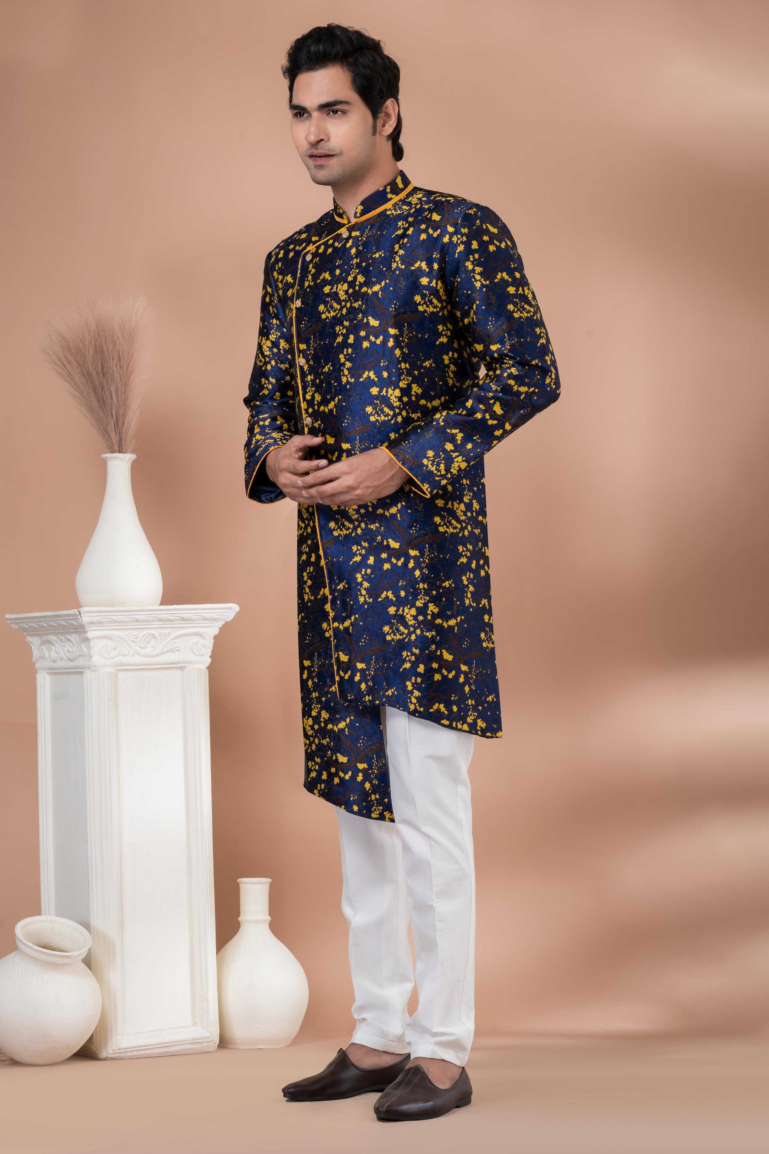 Ynf Jequard Silk RIN223 1707 Mens Wear Wholesale Kurta Set with Jacket Designer Ethnic Set Indo Western Manufacturer- Kapda Export