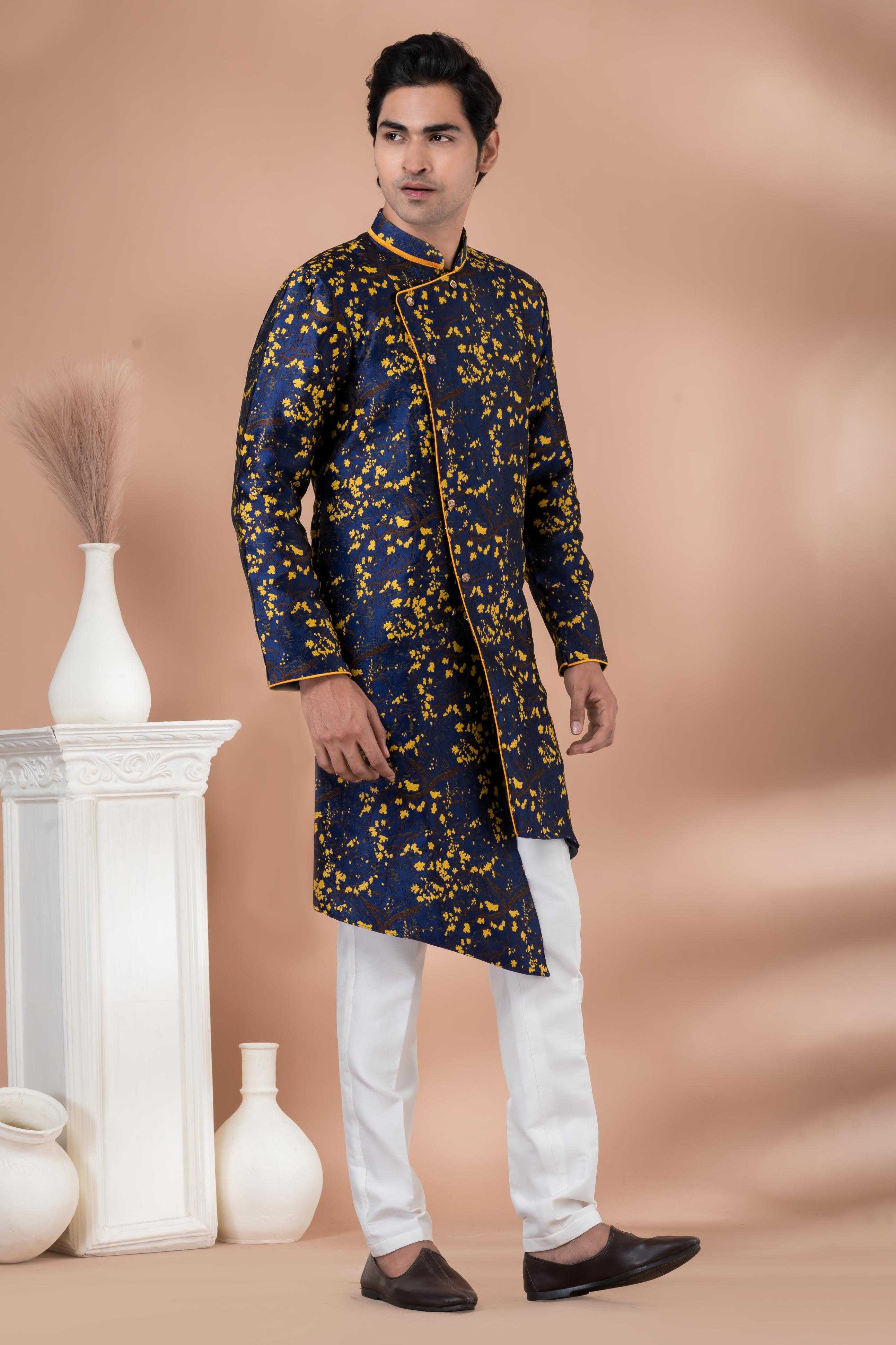 Ynf Jequard Silk RIN223 1707 Mens Wear Wholesale Kurta Set with Jacket Designer Ethnic Set Indo Western Manufacturer- Kapda Export