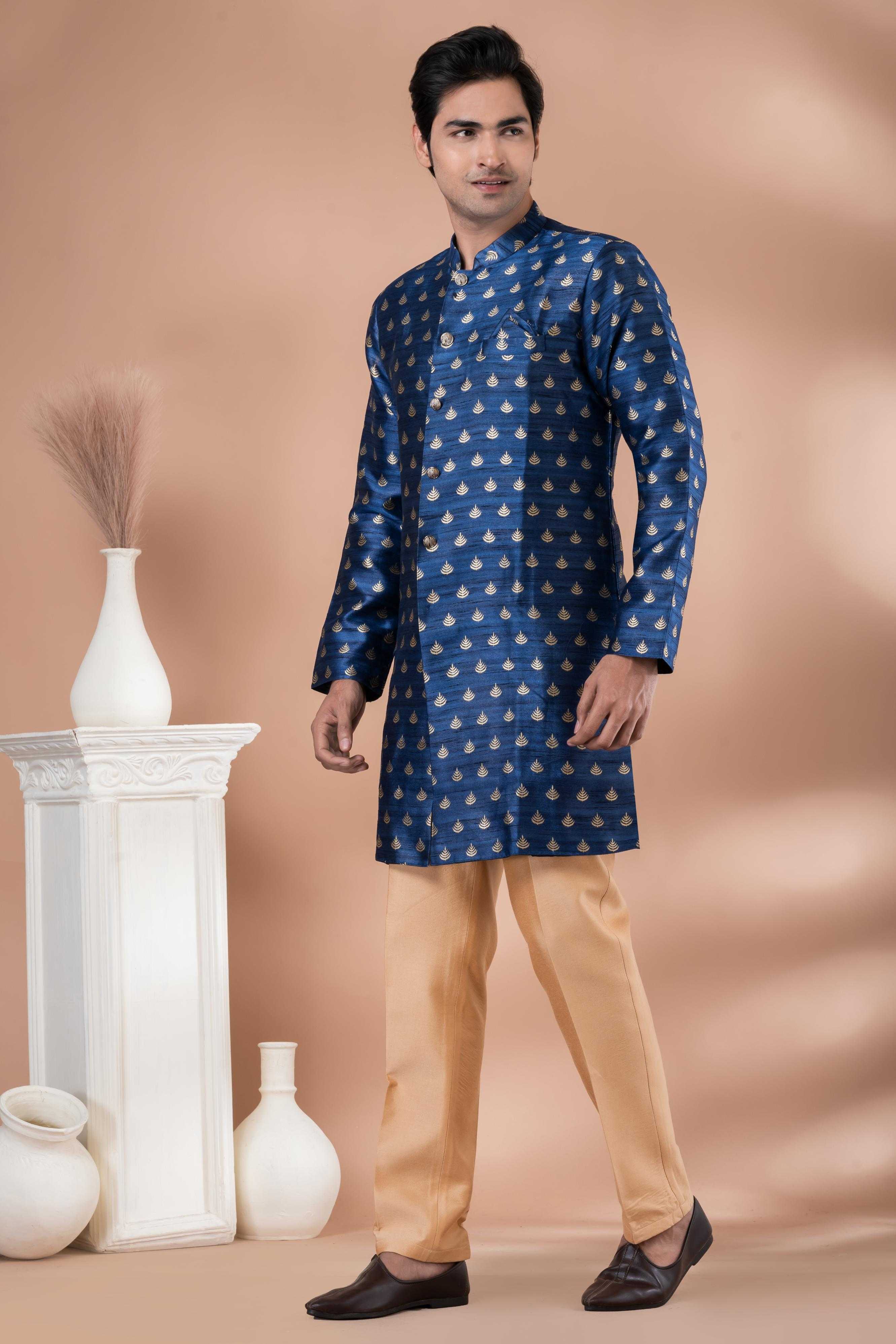 Ynf Jequard Silk RIN223 1715 Mens Wear Wholesale Kurta Set with Jacket Designer Ethnic Set Indo Western Manufacturer- Kapda Export