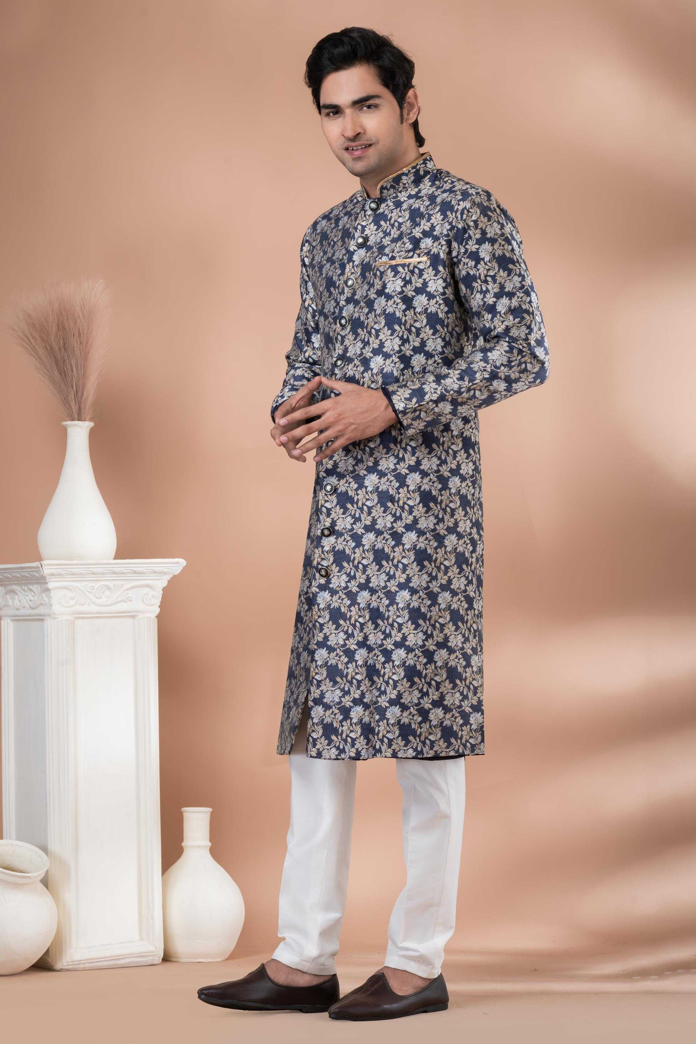 Ynf Jequard Silk RIN223 1716 Mens Wear Wholesale Kurta Set with Jacket Designer Ethnic Set Indo Western Manufacturer- Kapda Export
