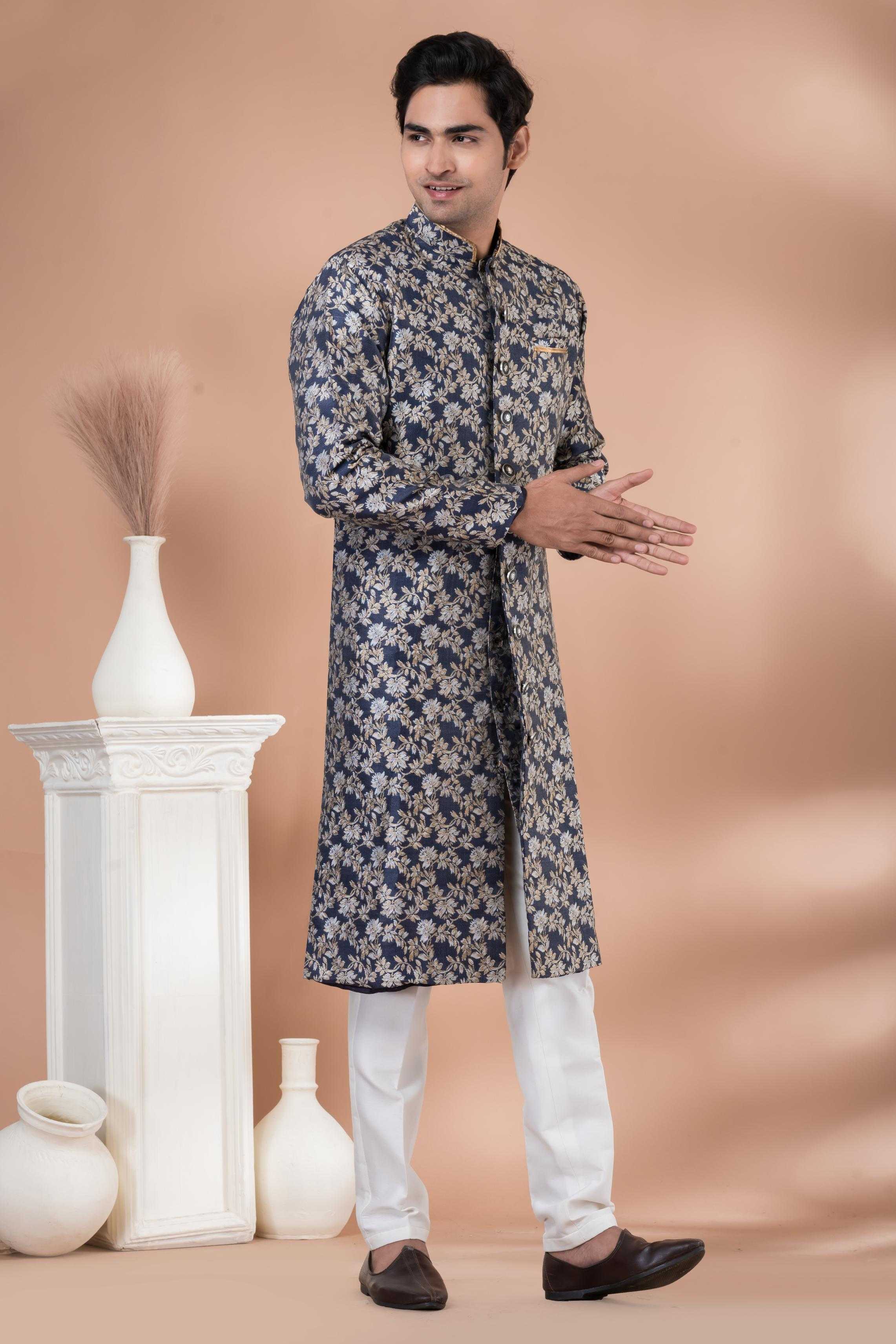 Ynf Jequard Silk RIN223 1716 Mens Wear Wholesale Kurta Set with Jacket Designer Ethnic Set Indo Western Manufacturer- Kapda Export