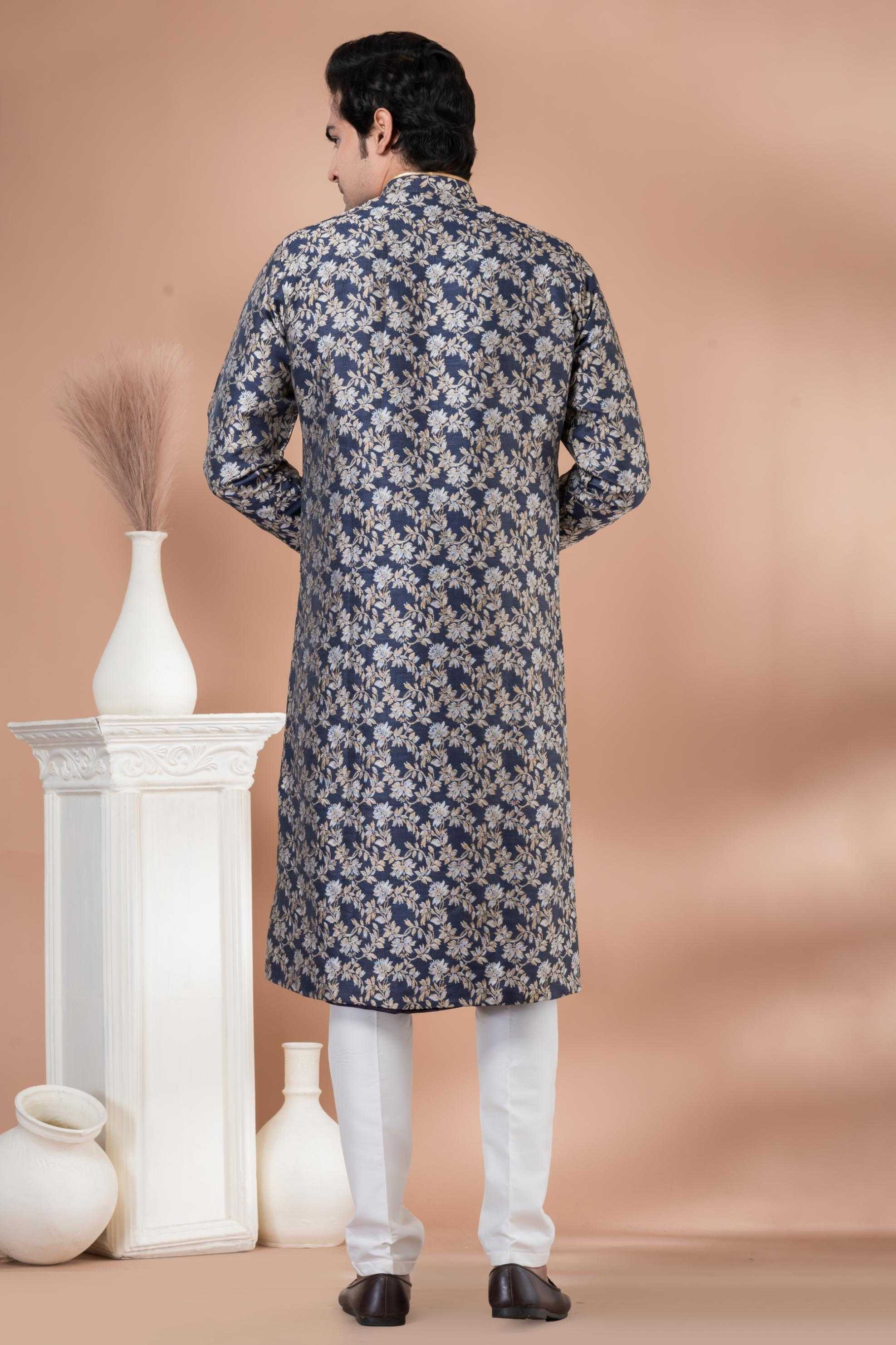 Ynf Jequard Silk RIN223 1716 Mens Wear Wholesale Kurta Set with Jacket Designer Ethnic Set Indo Western Manufacturer- Kapda Export