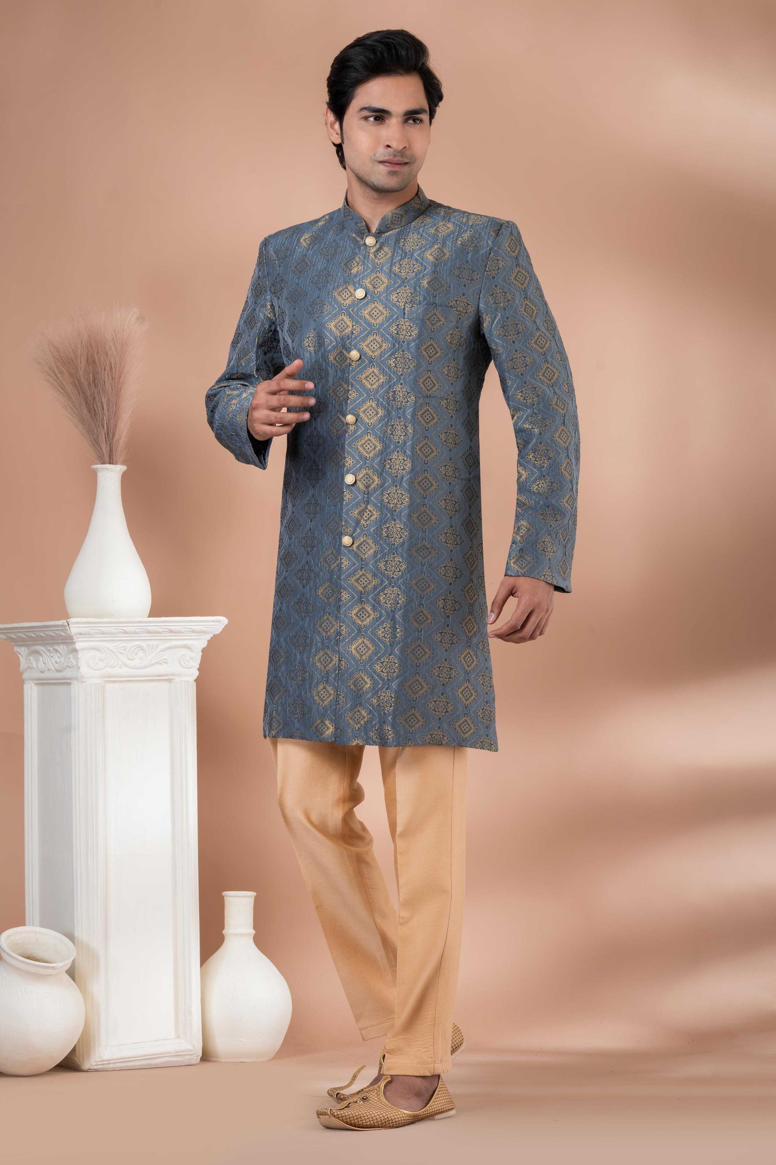 Ynf Jequard Silk RIN223 1718 Mens Wear Wholesale Kurta Set with Jacket Designer Ethnic Set Indo Western Manufacturer- Kapda Export