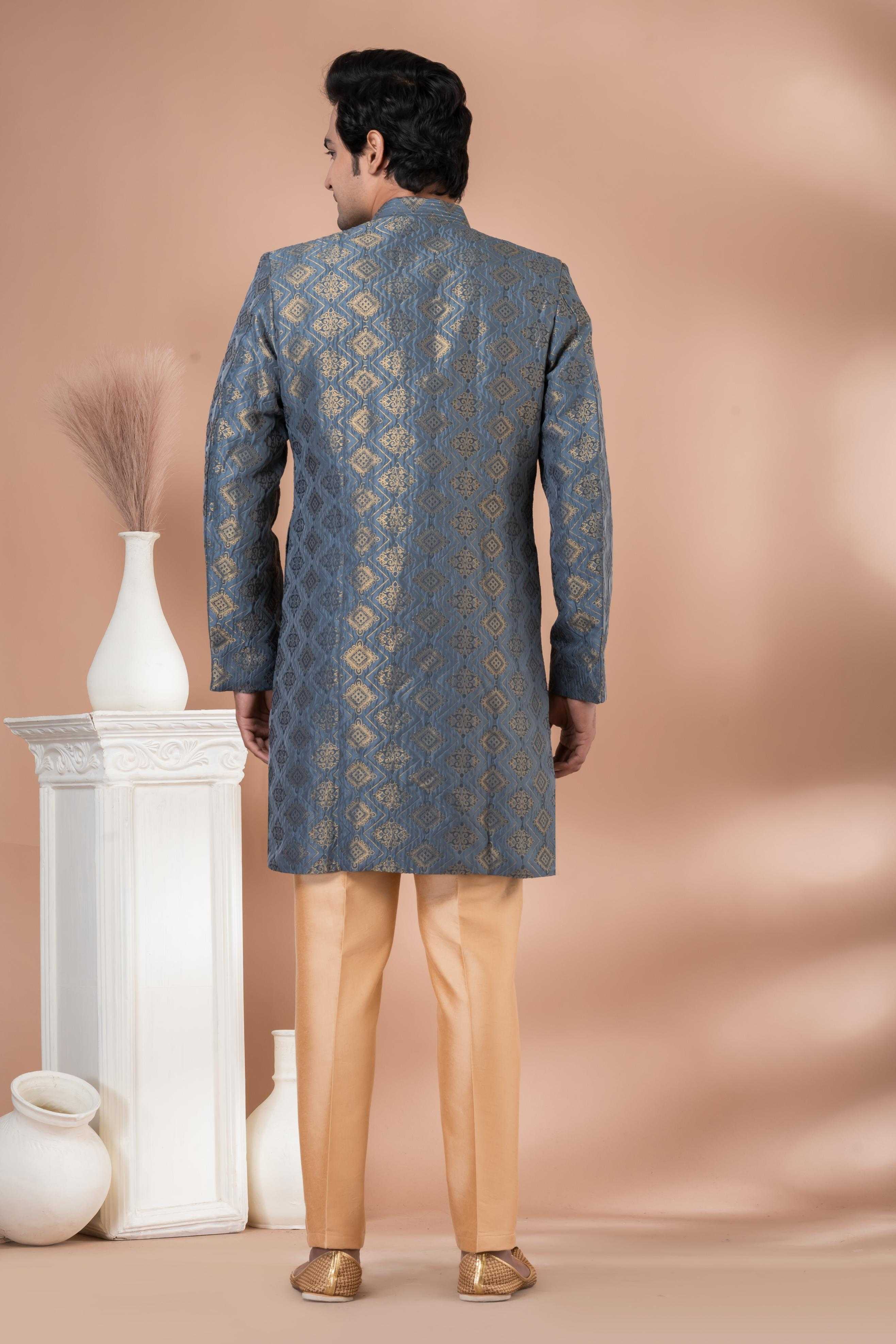 Ynf Jequard Silk RIN223 1718 Mens Wear Wholesale Kurta Set with Jacket Designer Ethnic Set Indo Western Manufacturer- Kapda Export