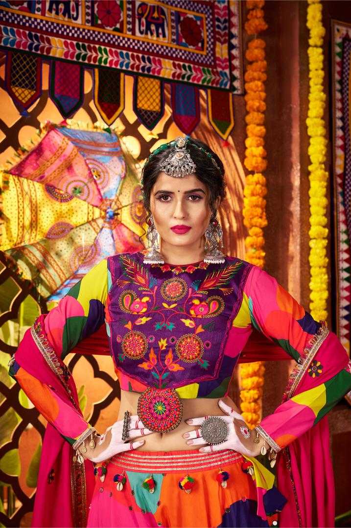 Ynf Muslin RIN202 11052 Lehengas Festive Collections Wholesale Printed Lehenga Mirror Work Lehenga Ram Navami Collections Manufacturer- Kapda Export