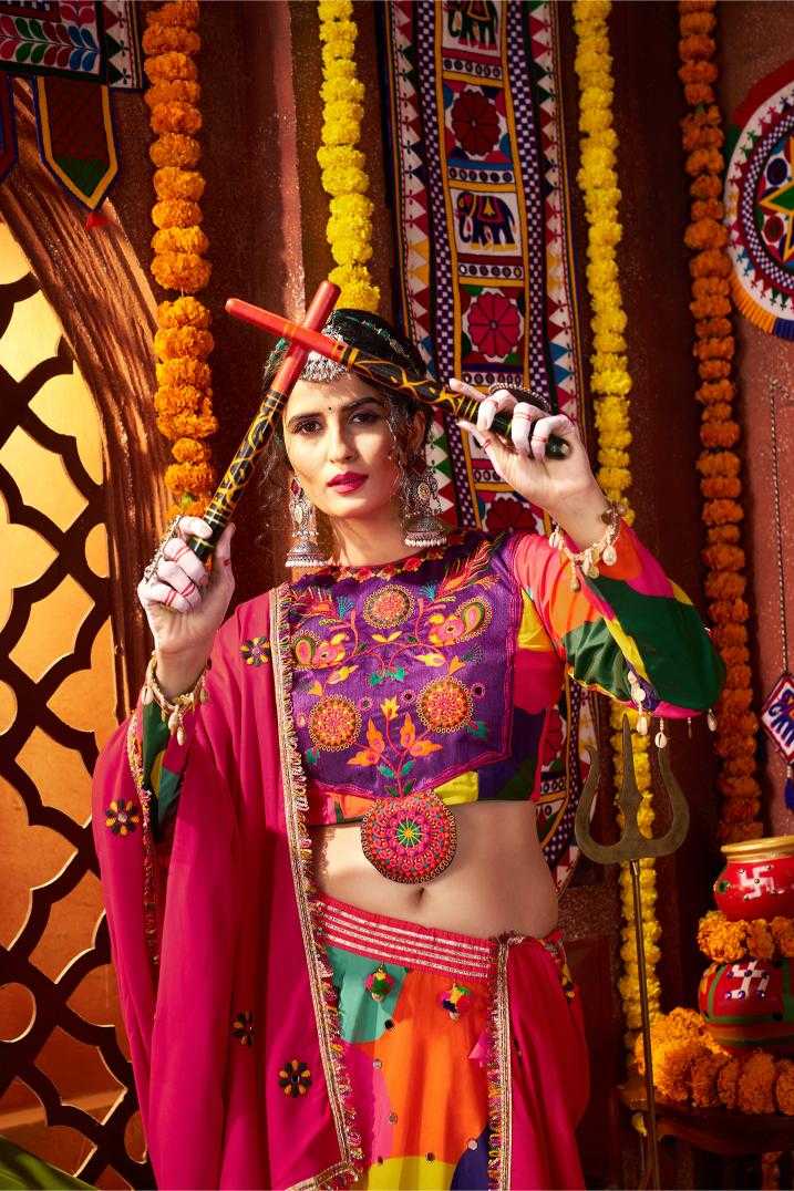 Ynf Muslin RIN202 11052 Lehengas Festive Collections Wholesale Printed Lehenga Mirror Work Lehenga Ram Navami Collections Manufacturer- Kapda Export