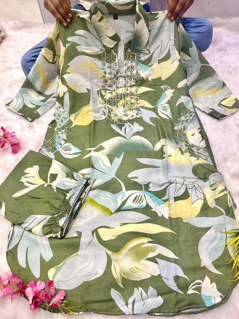 Ynf Muslin Silk KESH531 1032 Kurti Wholesale Festive Kurtis Embroidered Kurtis Kurti With Palazzo Kurtis With Pockets Manufacturer- Kapda Export