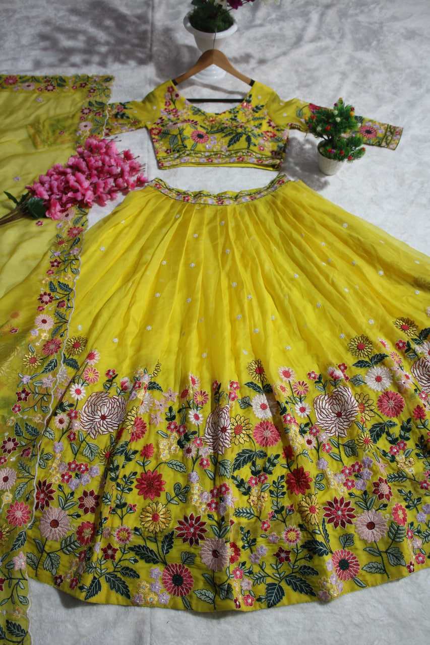 Ynf Organza RIN228 374 Lehengas Wholesale Fancy Lehenga Traditional Lehenga Yellow Lehenga Manufacturer- Kapda Export