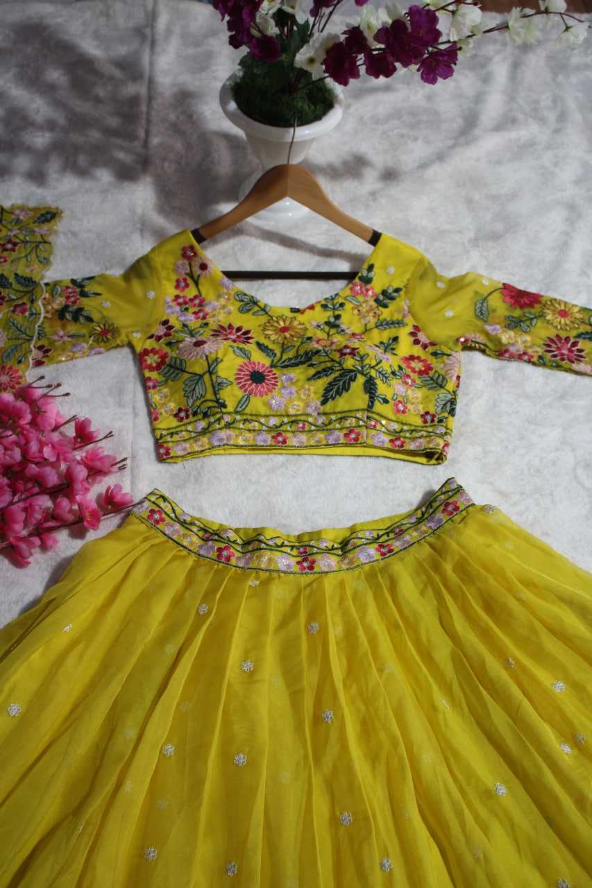 Ynf Organza RIN228 374 Lehengas Wholesale Fancy Lehenga Traditional Lehenga Yellow Lehenga Manufacturer- Kapda Export