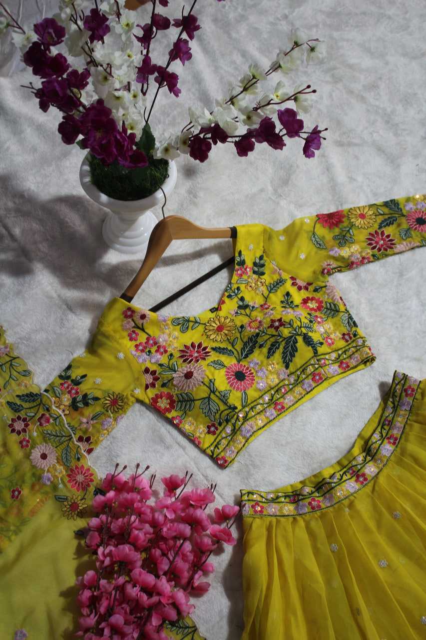 Ynf Organza RIN228 374 Lehengas Wholesale Fancy Lehenga Traditional Lehenga Yellow Lehenga Manufacturer- Kapda Export