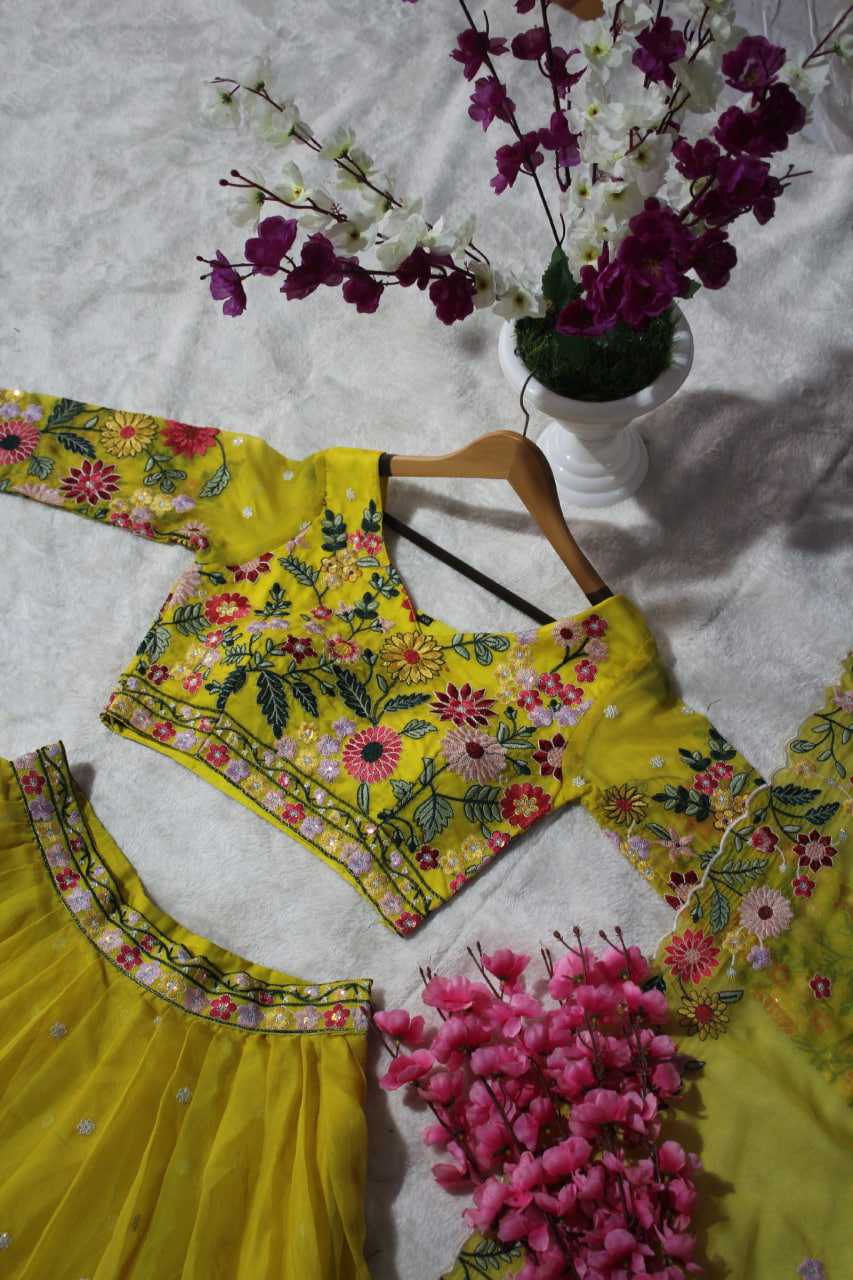 Ynf Organza RIN228 374 Lehengas Wholesale Fancy Lehenga Traditional Lehenga Yellow Lehenga Manufacturer- Kapda Export
