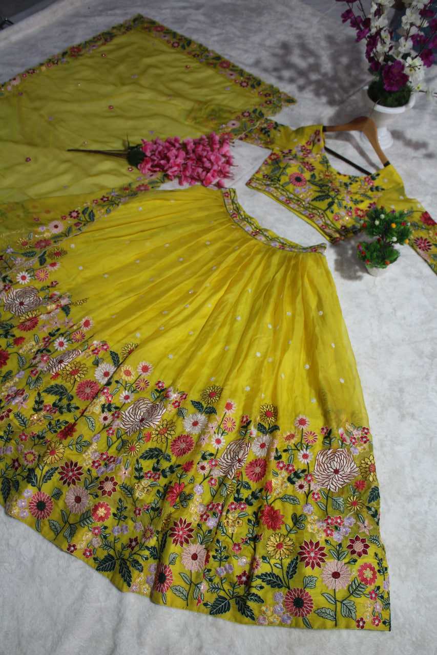 Ynf Organza RIN228 374 Lehengas Wholesale Fancy Lehenga Traditional Lehenga Yellow Lehenga Manufacturer- Kapda Export