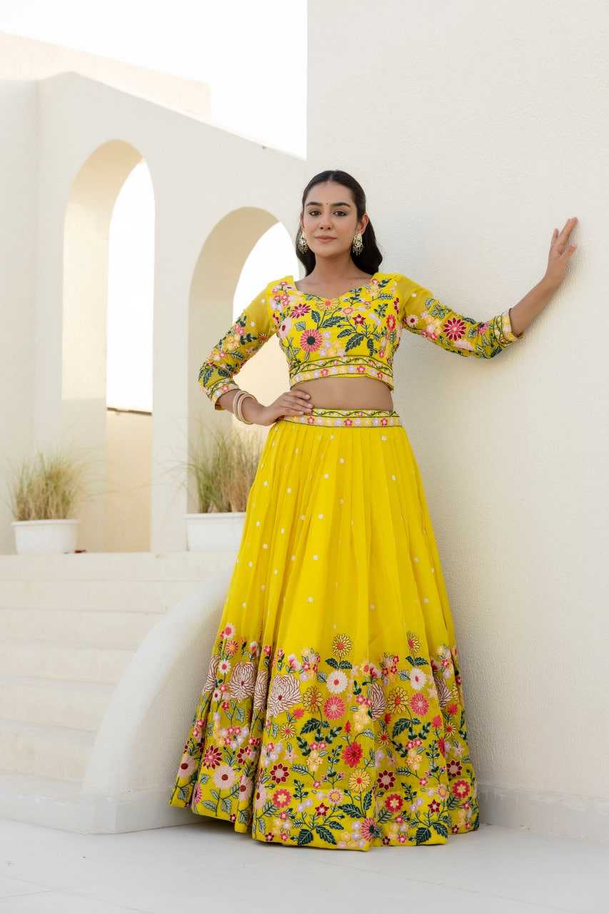 Ynf Organza RIN228 374 Lehengas Wholesale Fancy Lehenga Traditional Lehenga Yellow Lehenga Manufacturer- Kapda Export