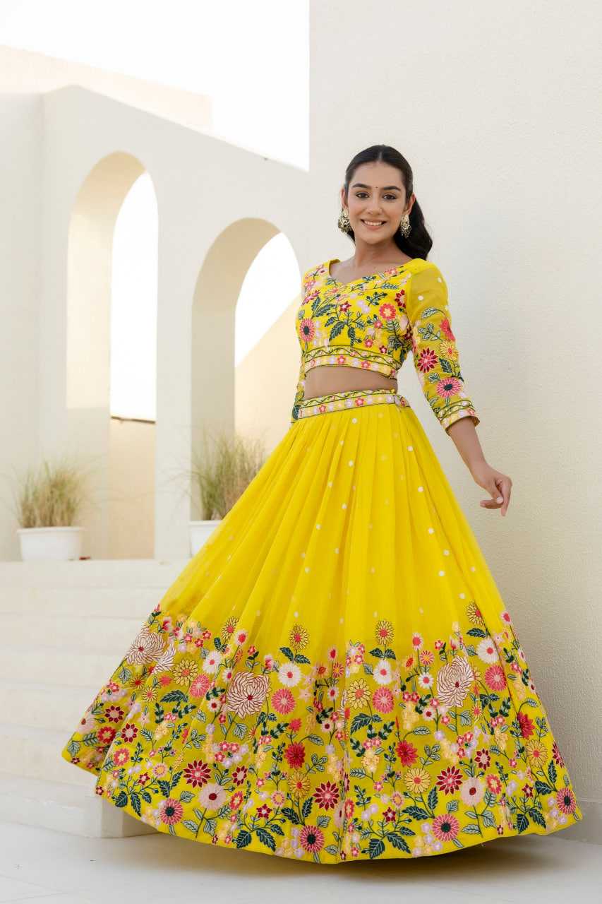 Ynf Organza RIN228 374 Lehengas Wholesale Fancy Lehenga Traditional Lehenga Yellow Lehenga Manufacturer- Kapda Export
