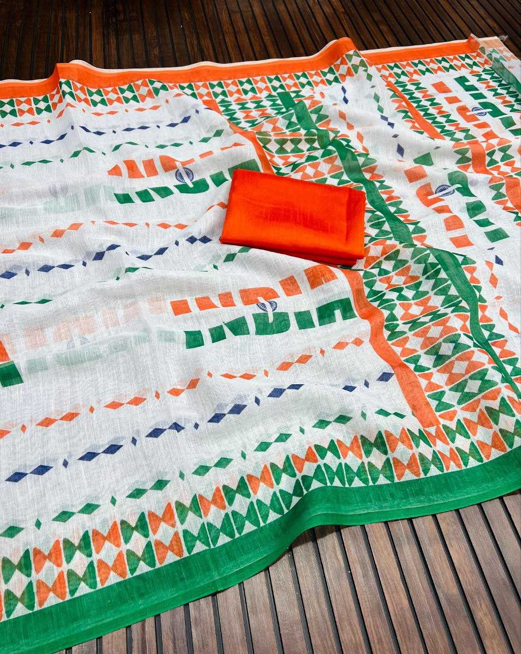 Ynf Pure Linen RIN225 951 Sarees Festive Collections Wholesale Printed Sarees Republic Day Collections Independence Day Collections Manufacturer- Kapda Export