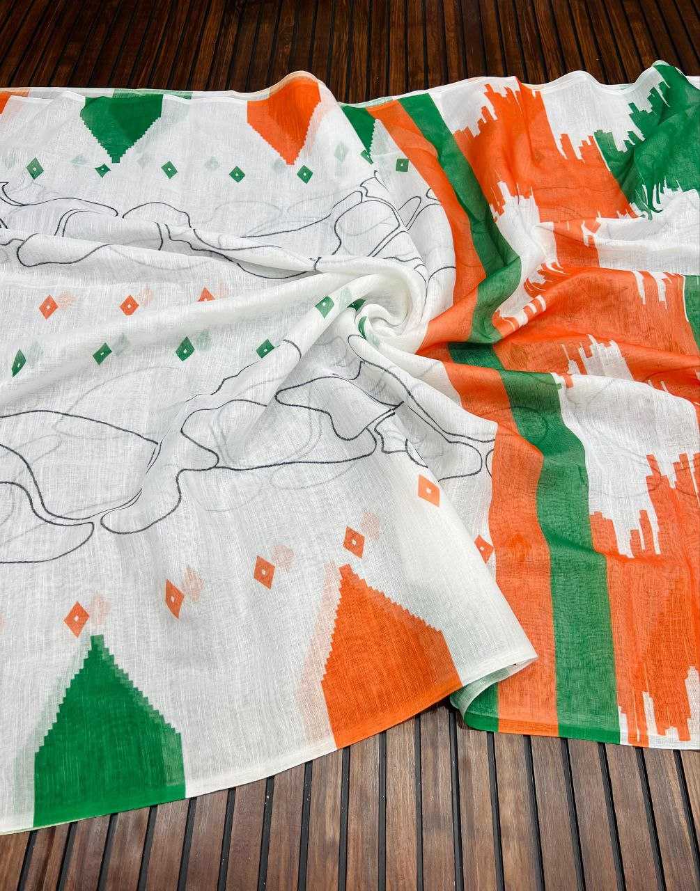 Ynf Pure Linen RIN225 951 Sarees Festive Collections Wholesale Printed Sarees Republic Day Collections Independence Day Collections Manufacturer- Kapda Export