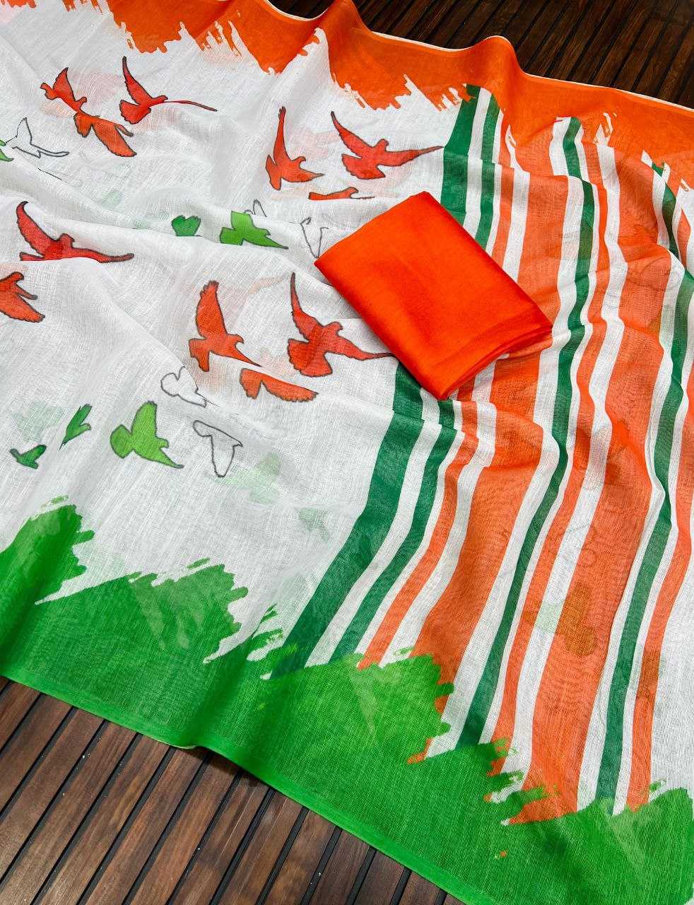 Ynf Pure Linen RIN225 951 Sarees Festive Collections Wholesale Printed Sarees Republic Day Collections Independence Day Collections Manufacturer- Kapda Export