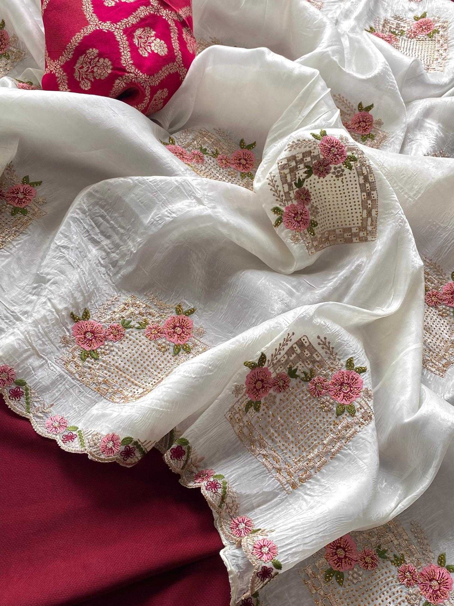 Ynf Pure Silk KESH249 Ridhima Silk Sarees Festive Collections Wholesale Embroidered Silk Sarees White Silk Sarees Onam Collections Manufacturer- Kapda Export