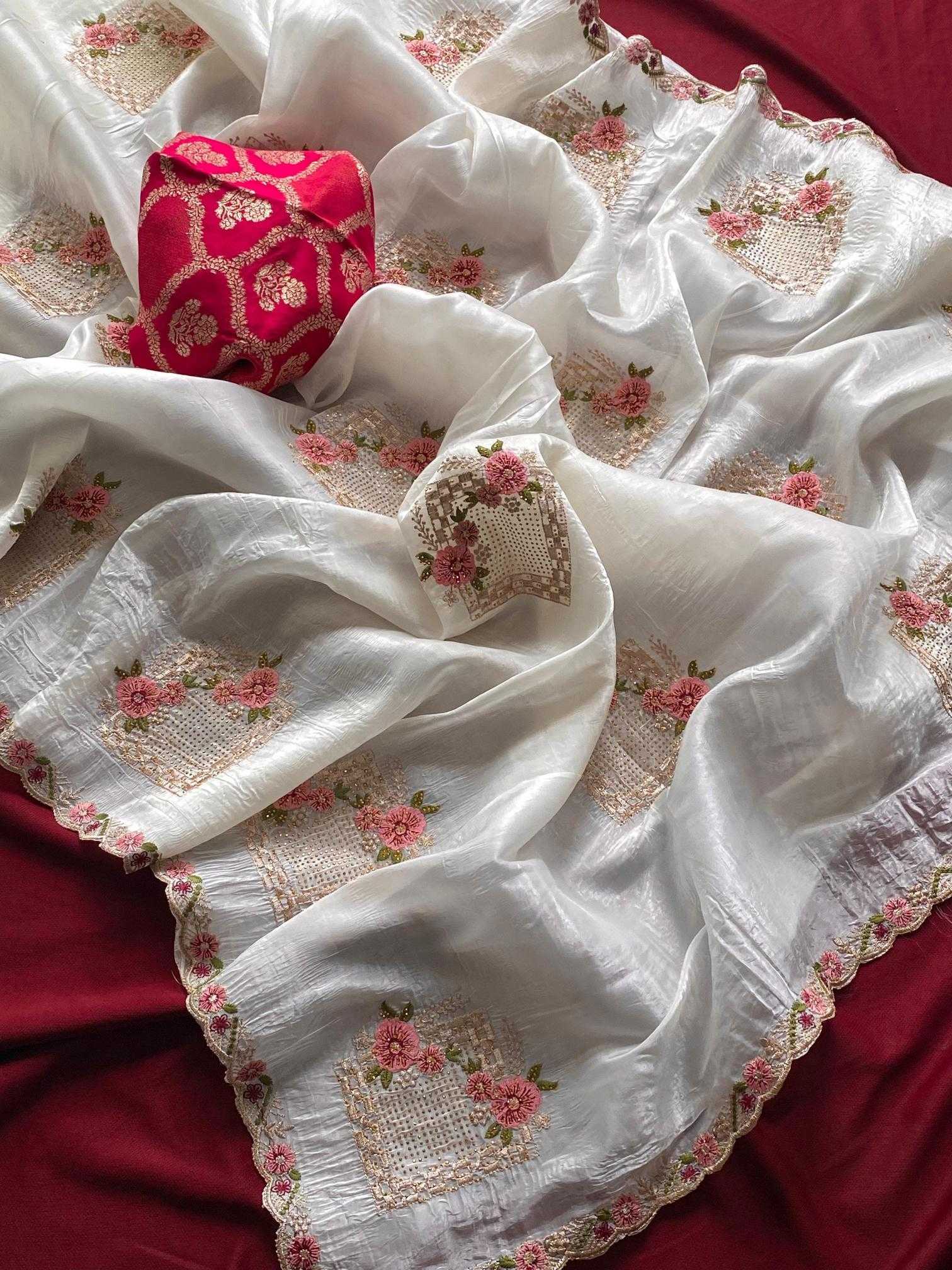 Ynf Pure Silk KESH249 Ridhima Silk Sarees Festive Collections Wholesale Embroidered Silk Sarees White Silk Sarees Onam Collections Manufacturer- Kapda Export