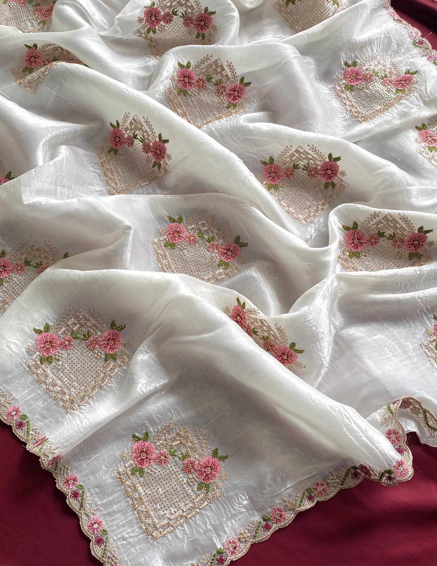 Ynf Pure Silk KESH249 Ridhima Silk Sarees Festive Collections Wholesale Embroidered Silk Sarees White Silk Sarees Onam Collections Manufacturer- Kapda Export