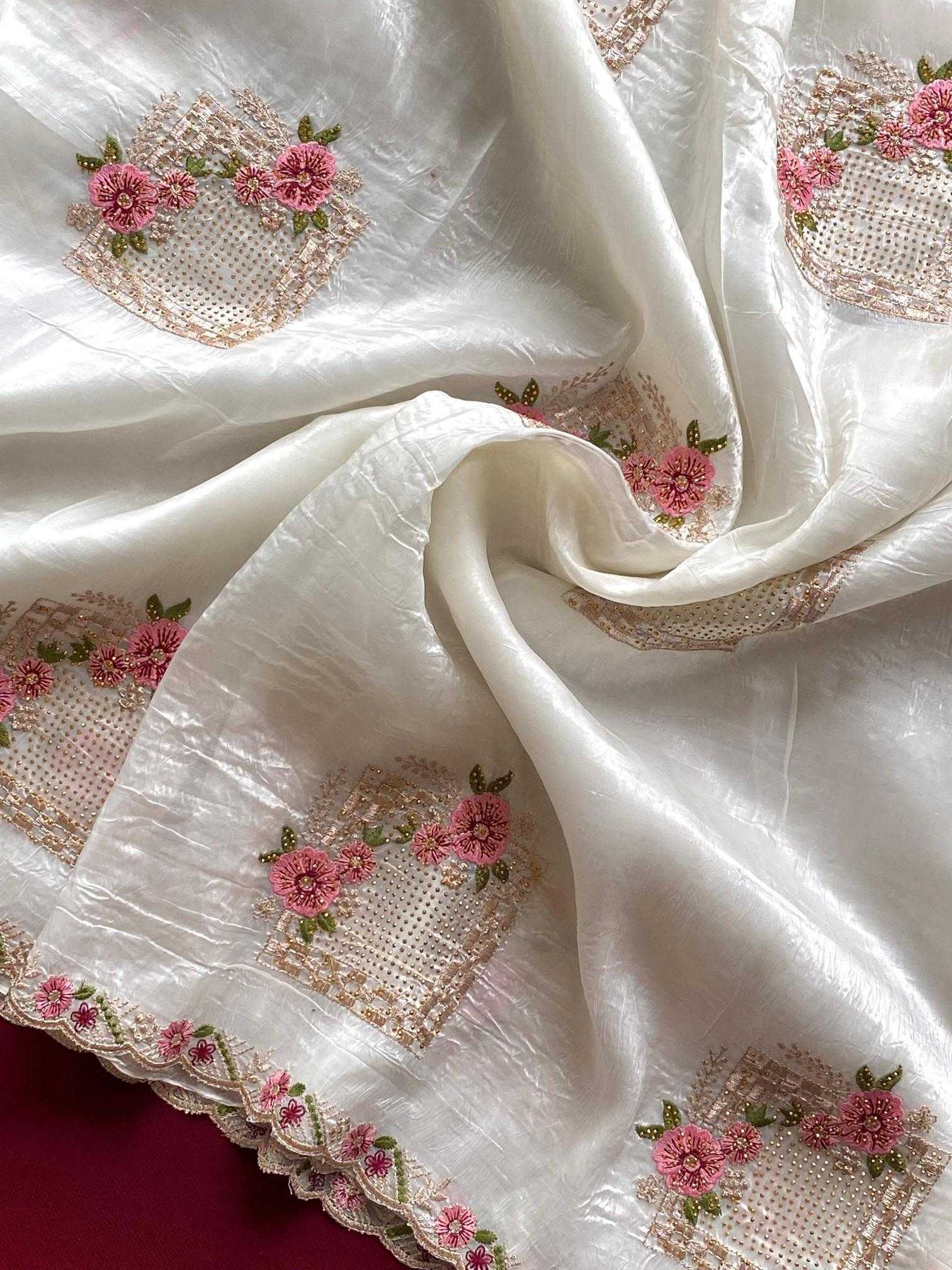 Ynf Pure Silk KESH249 Ridhima Silk Sarees Festive Collections Wholesale Embroidered Silk Sarees White Silk Sarees Onam Collections Manufacturer- Kapda Export