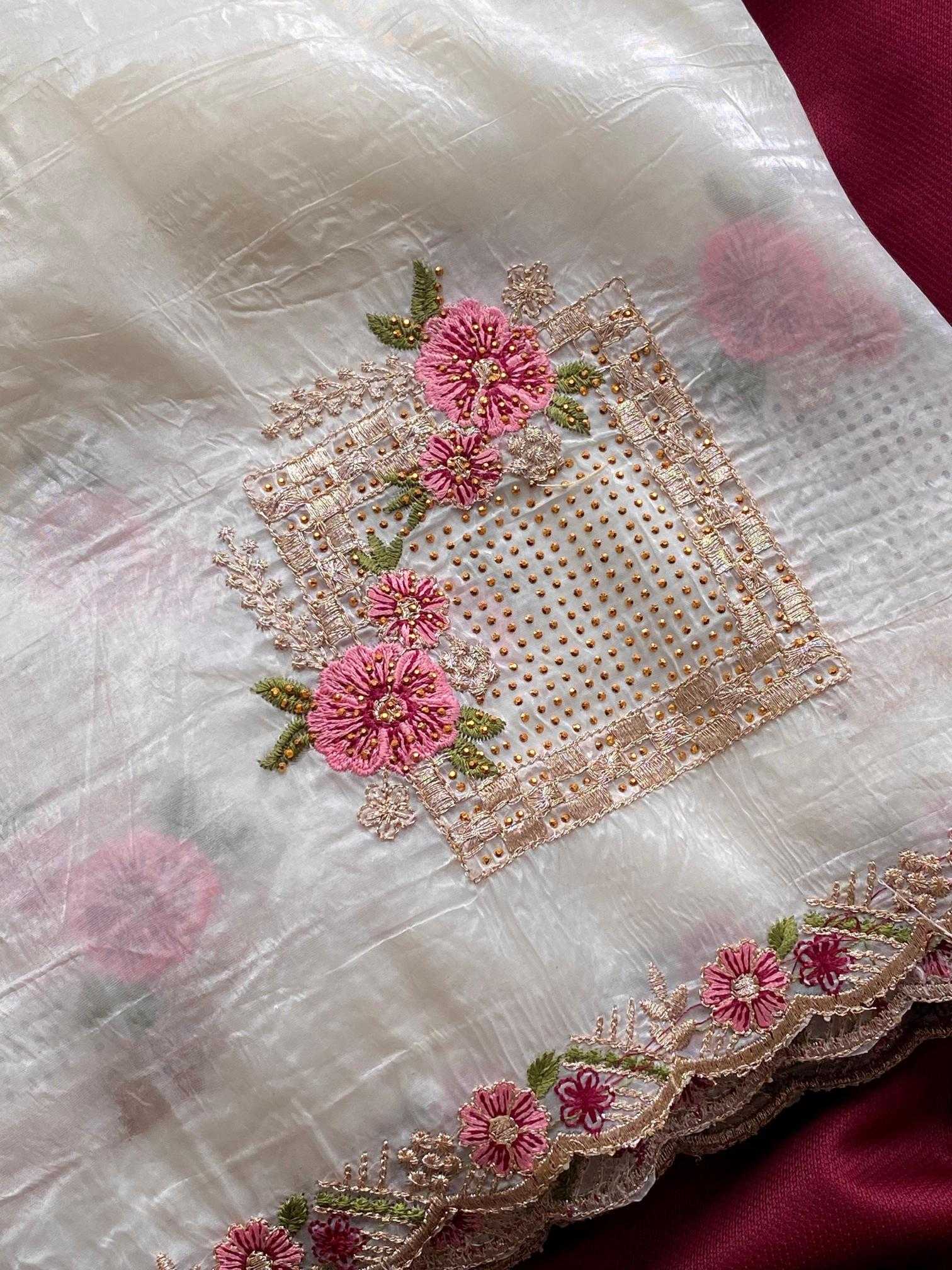 Ynf Pure Silk KESH249 Ridhima Silk Sarees Festive Collections Wholesale Embroidered Silk Sarees White Silk Sarees Onam Collections Manufacturer- Kapda Export