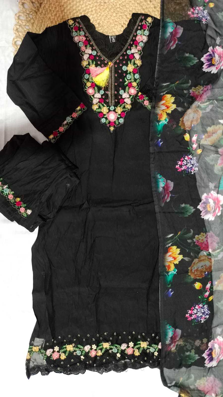 Ynf Pure Viscos RIN222 SI-219 Kurti Wholesale Designer Kurtis Embroidered Kurtis Black Kurtis Manufacturer- Kapda Export