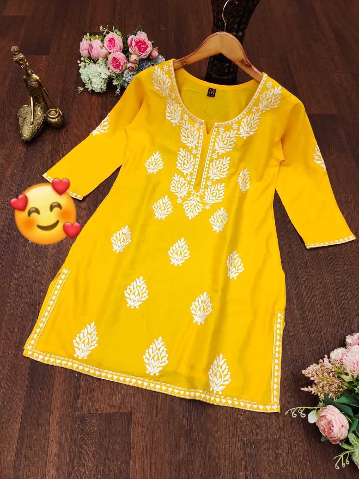 Ynf Rayon KESH502 Chikan Tops Kurti Wholesale Rayon Kurtis Embroidered Kurtis Chikan Kurti Manufacturer- Kapda Export