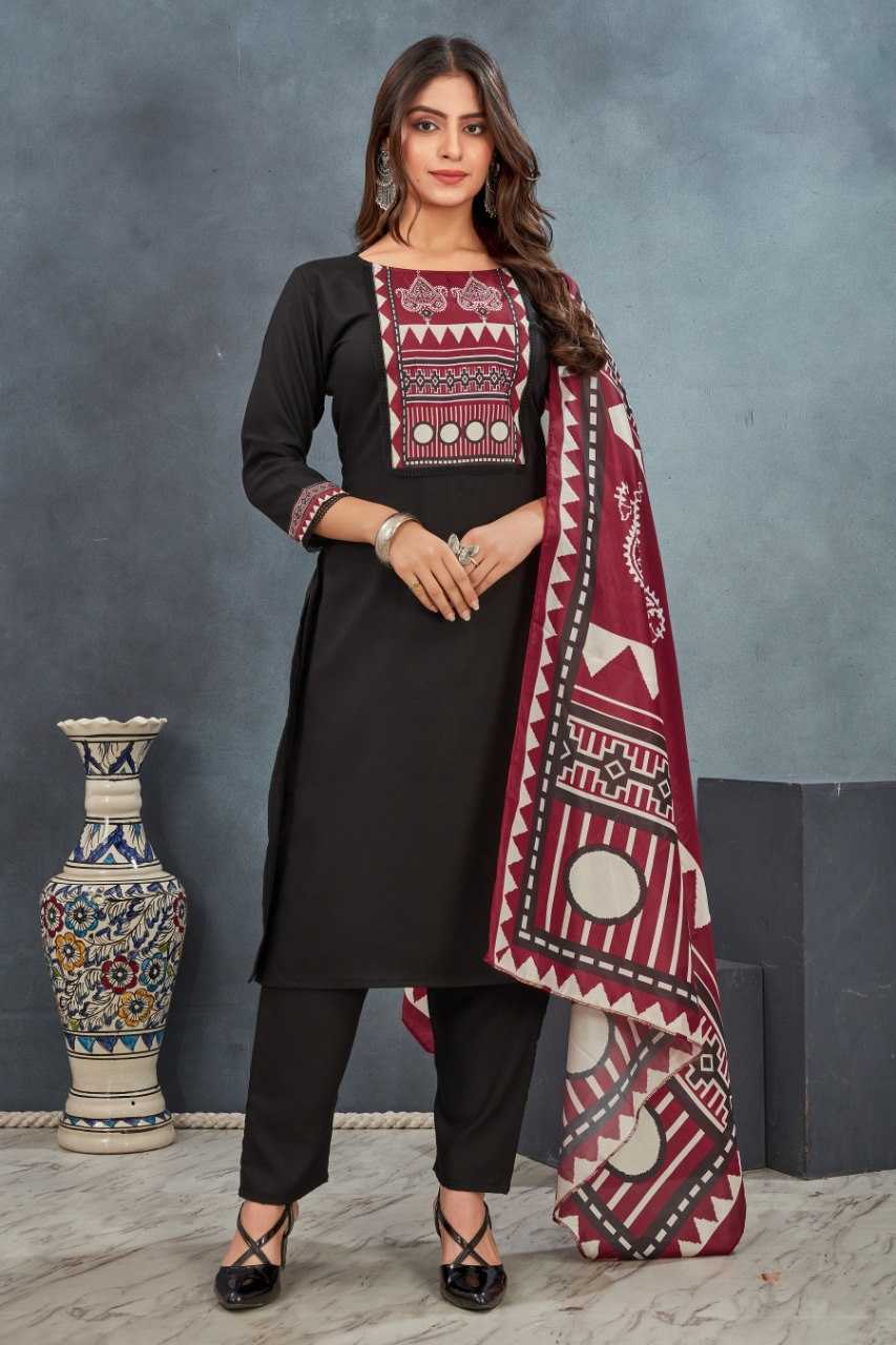 Ynf Rayon KESH559 3002 Kurti Wholesale Kurti Bottom With Dupatta Black Kurtis Manufacturer- Kapda Export