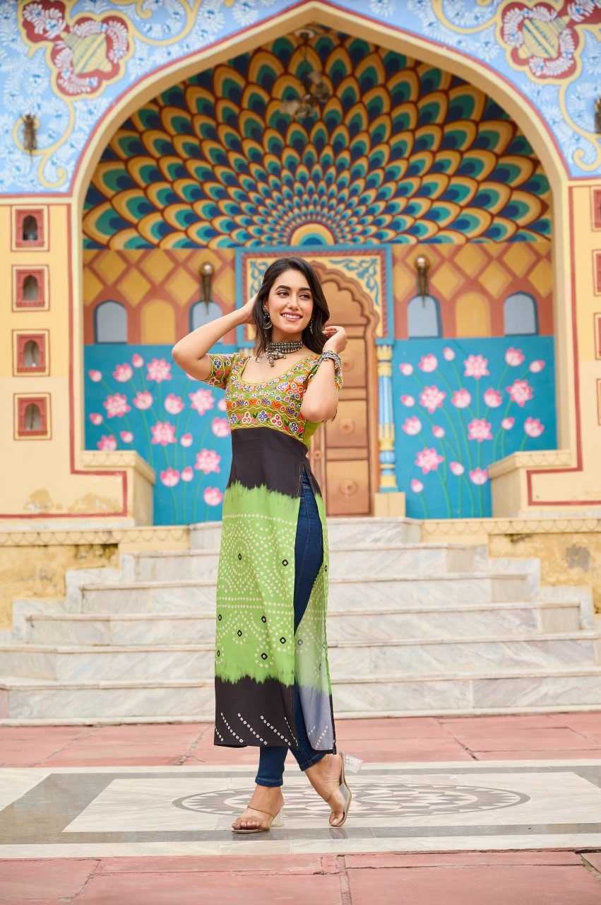 Ynf Reyon Cotton KESH489 1190 Kurti Wholesale Printed Kurtis Half Sleeve Kurtis Round Neck Kurtis Manufacturer- Kapda Export