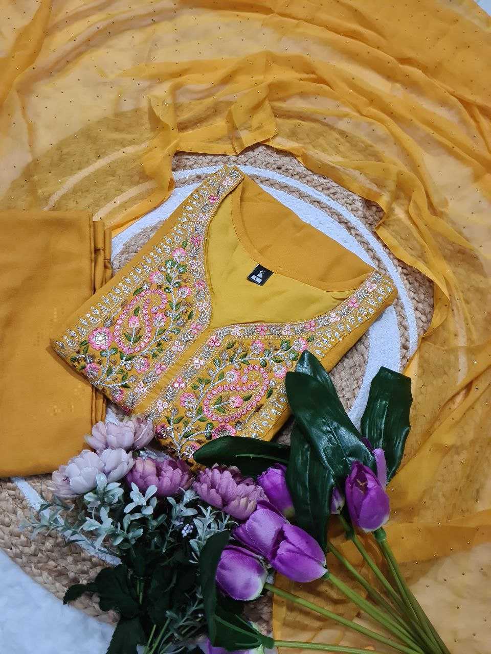 Ynf Reyon Cotton KESH529 MUMTAJ Suits & Dresses Wholesale Embroidery Suits Party wear suits Yellow Salwar Suit Manufacturer- Kapda Export